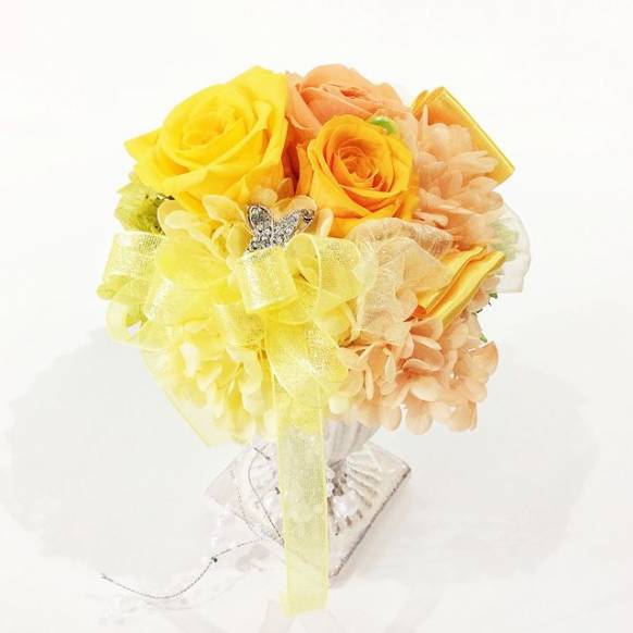 プリザーブドフラワー　Glittering yellow- orange roses