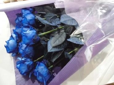 誕生日に青いバラの花束。｜「はなせん」　（群馬県前橋市の花キューピット加盟店 花屋）のブログ