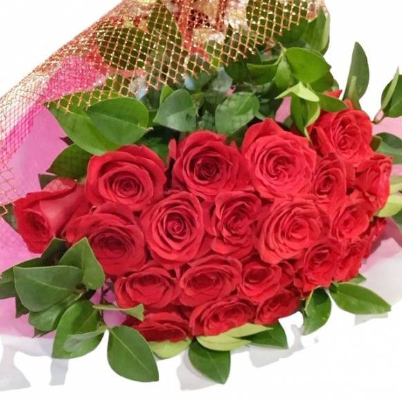 赤バラ21本の花束
